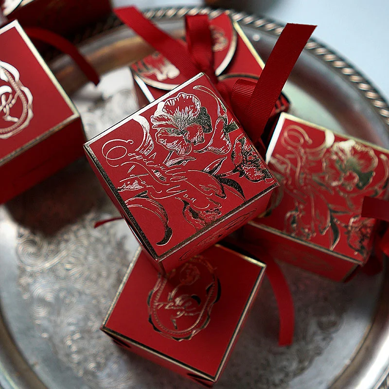 French Sugar Box Light Luxury Golden Candy Champagne Color Wedding Candy Box Wedding Accompanying Paper Gift Box